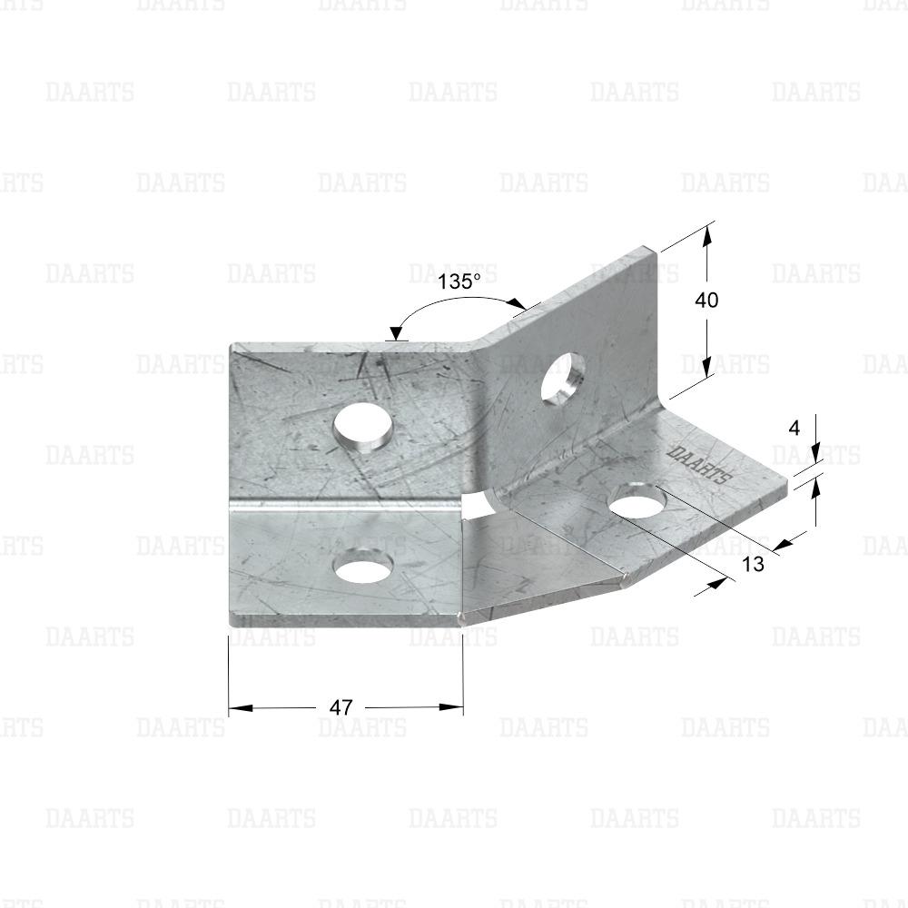 с размерами  Уголок монтажный универсальный DS MQL 4 45 135